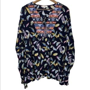 Umgee boho Aztec black poncho tunic top